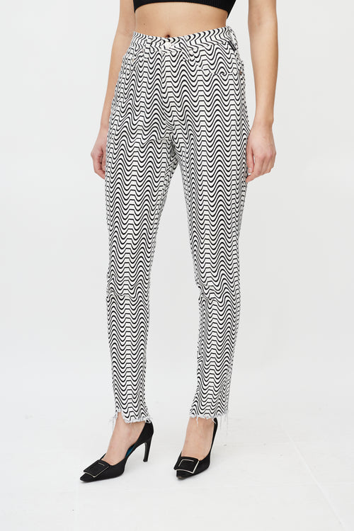 Versace White & Black Wave Denim Jeans