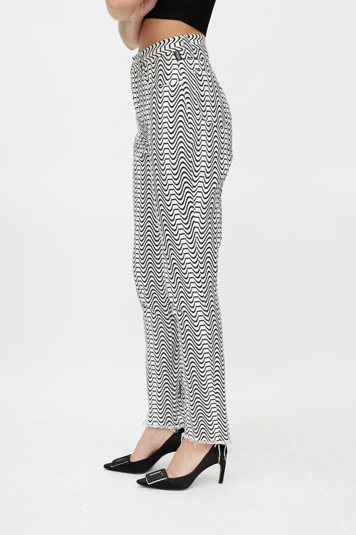 Versace White & Black Wave Denim Jeans