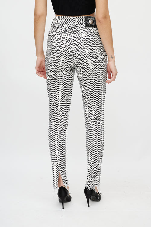 Versace White & Black Wave Denim Jeans