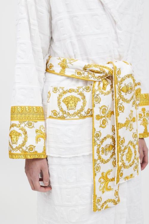 Versace White & Gold Baroque Belted Robe