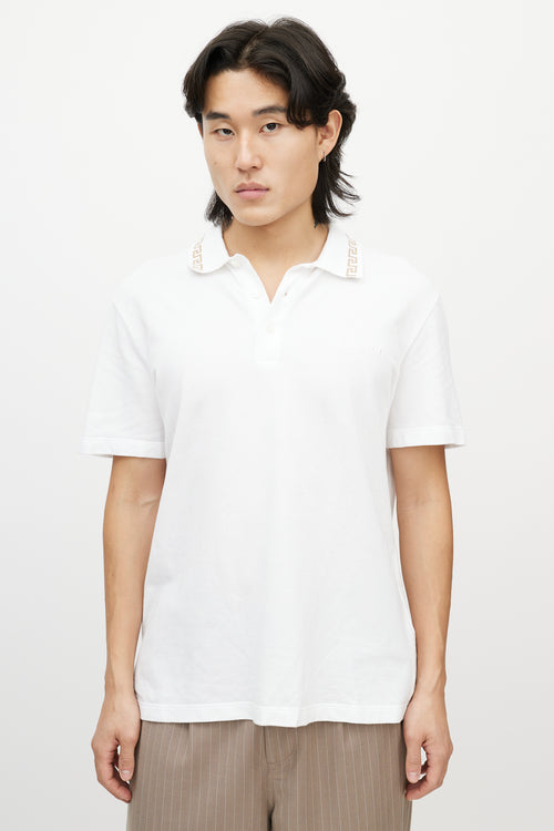 Versace White & Gold Greca Logo Polo Shirt