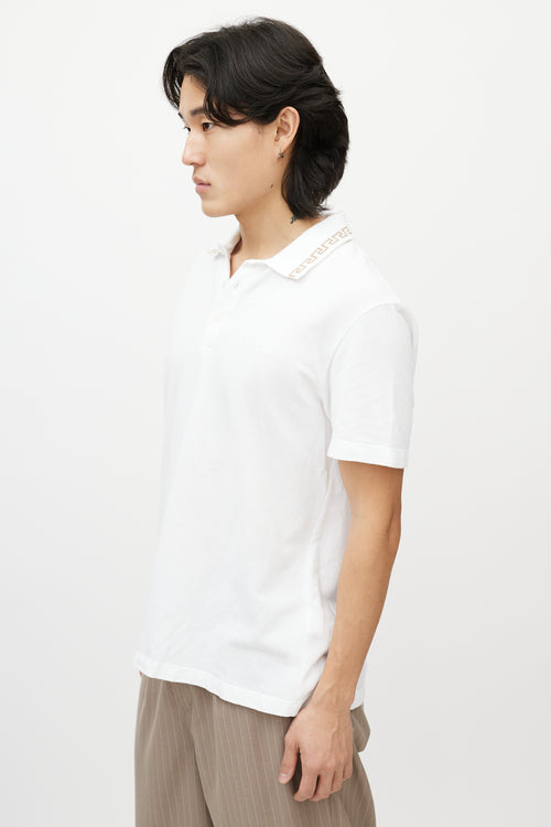 Versace White & Gold Greca Logo Polo Shirt
