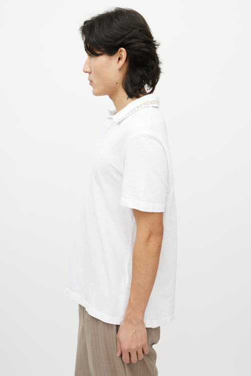 Versace White & Gold Greca Logo Polo Shirt