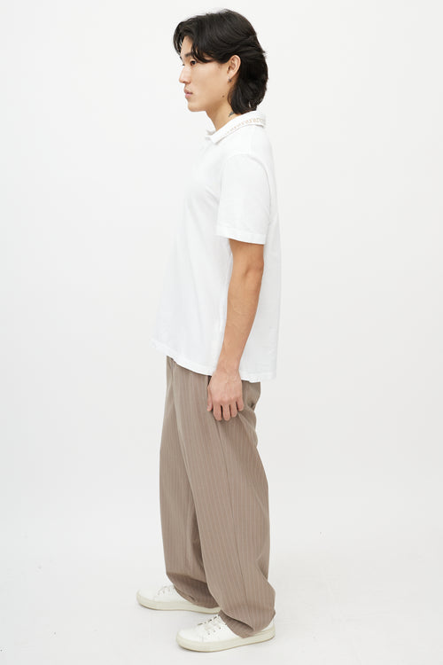 Versace White & Gold Greca Logo Polo Shirt