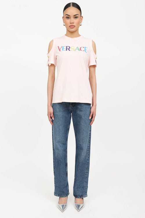 Versace Logo Cold Shoulder T-Shirt