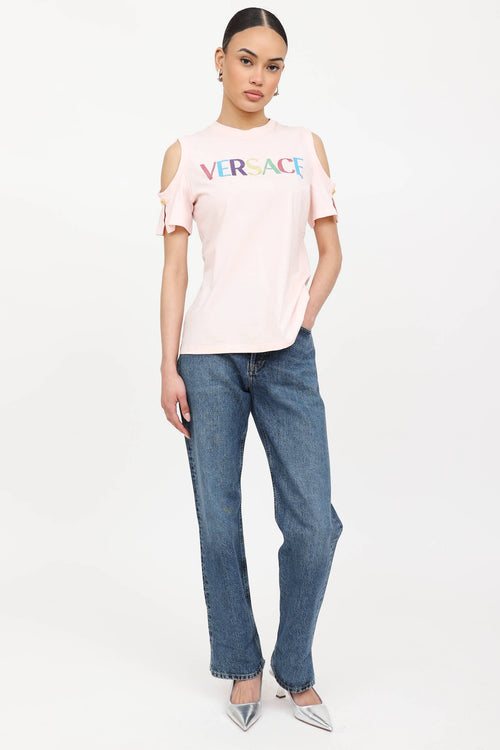 Versace Logo Cold Shoulder T-Shirt