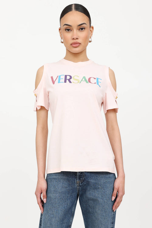 Versace Logo Cold Shoulder T-Shirt