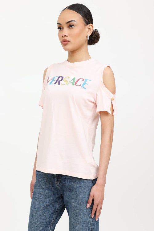 Versace Logo Cold Shoulder T-Shirt