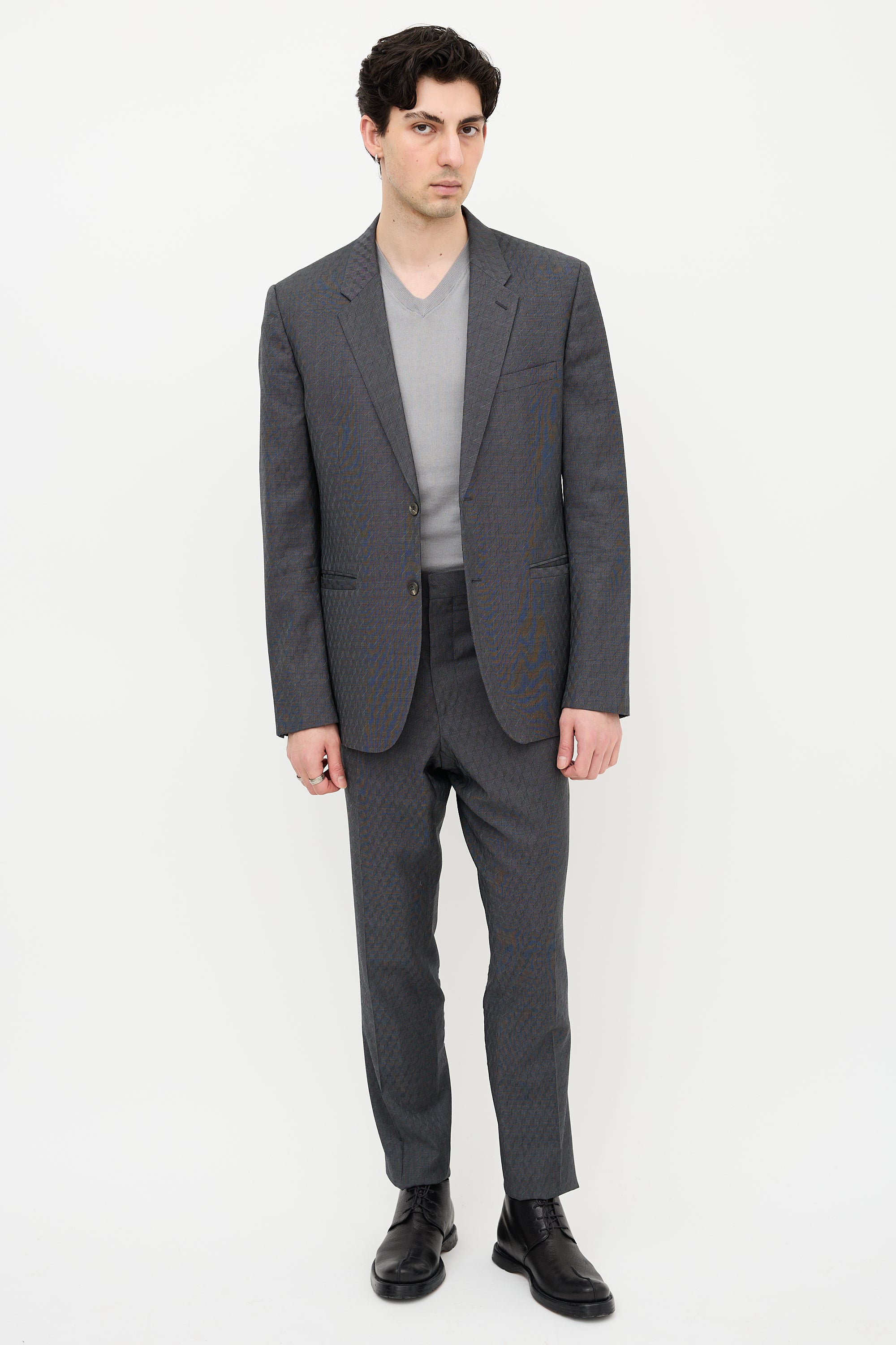 Versace Wool Patterned Suit