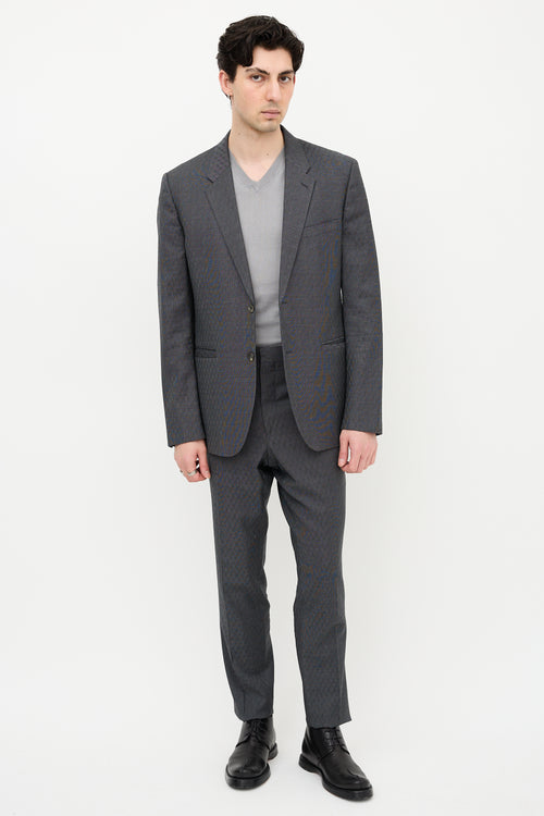 Versace Wool Patterned Suit