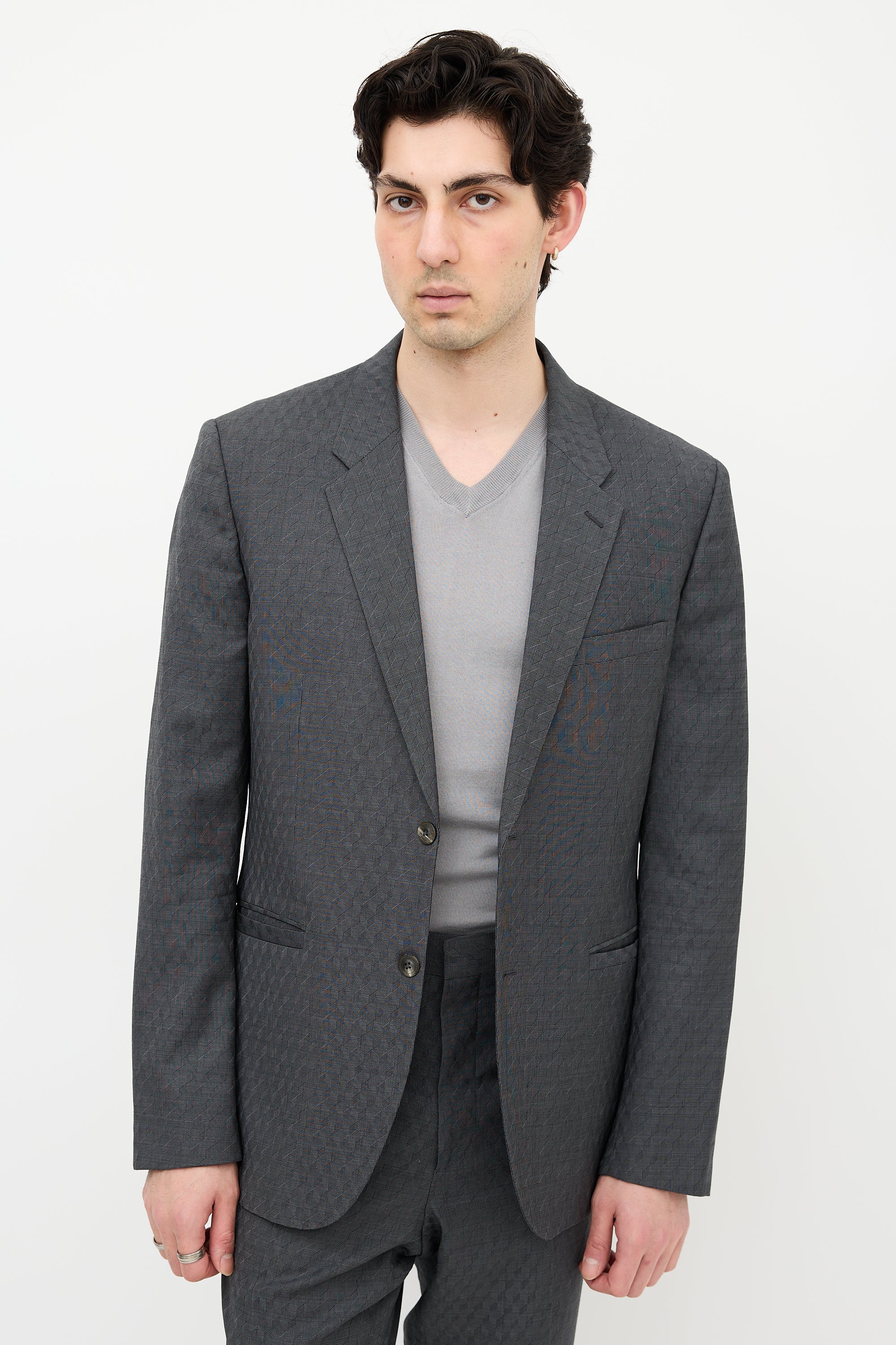 Versace Wool Patterned Suit