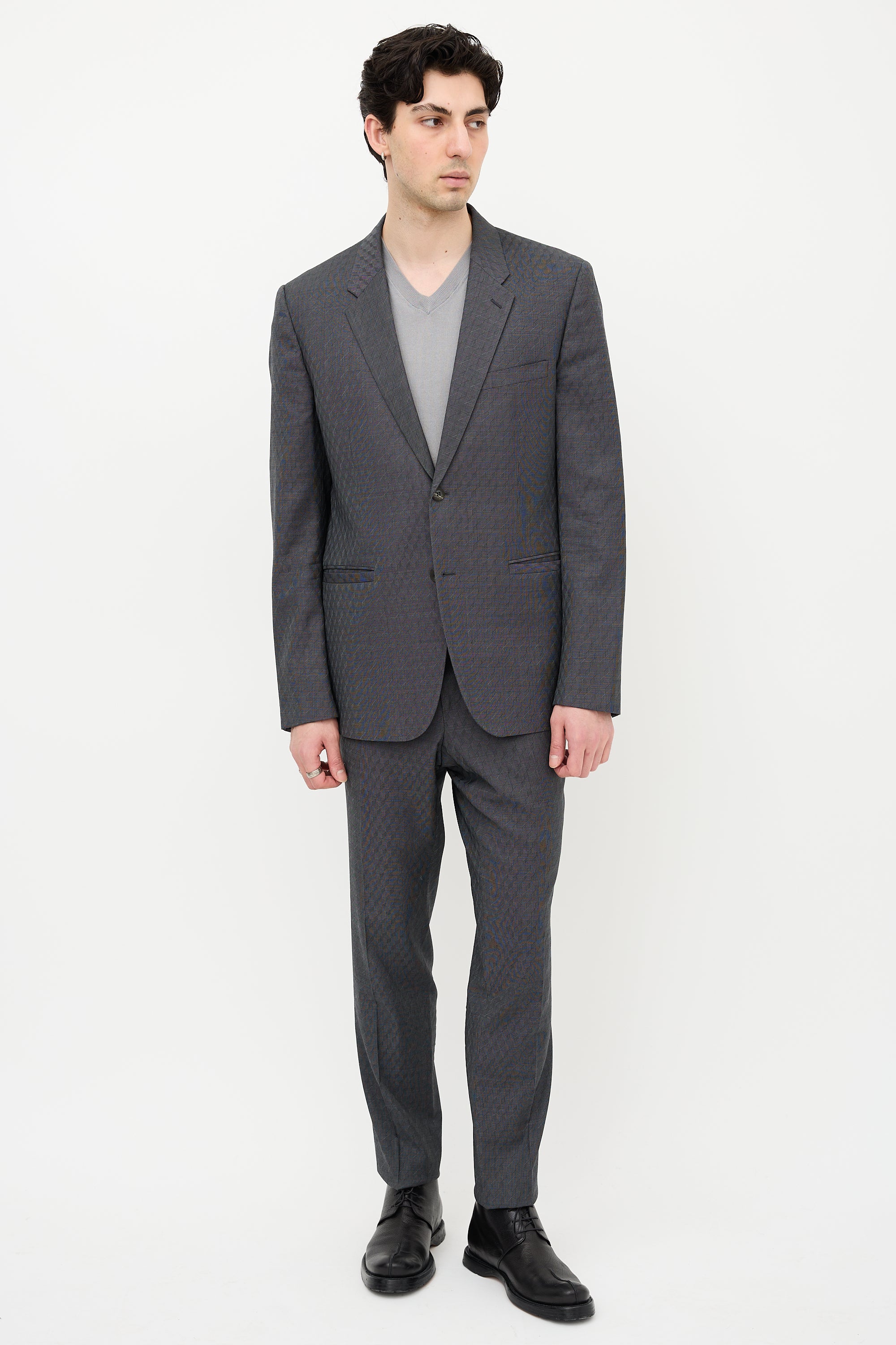 Versace Wool Patterned Suit
