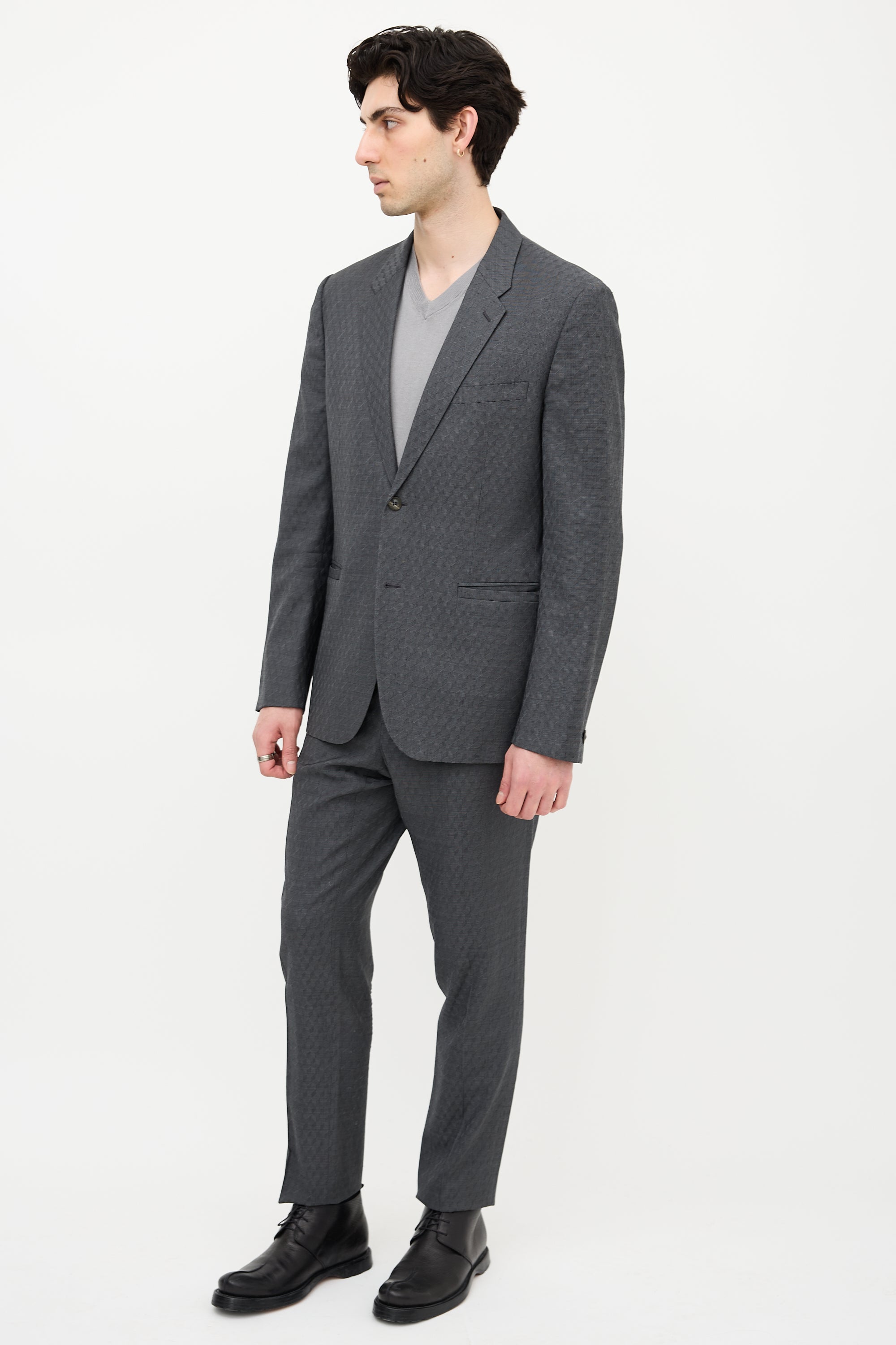 Versace Wool Patterned Suit