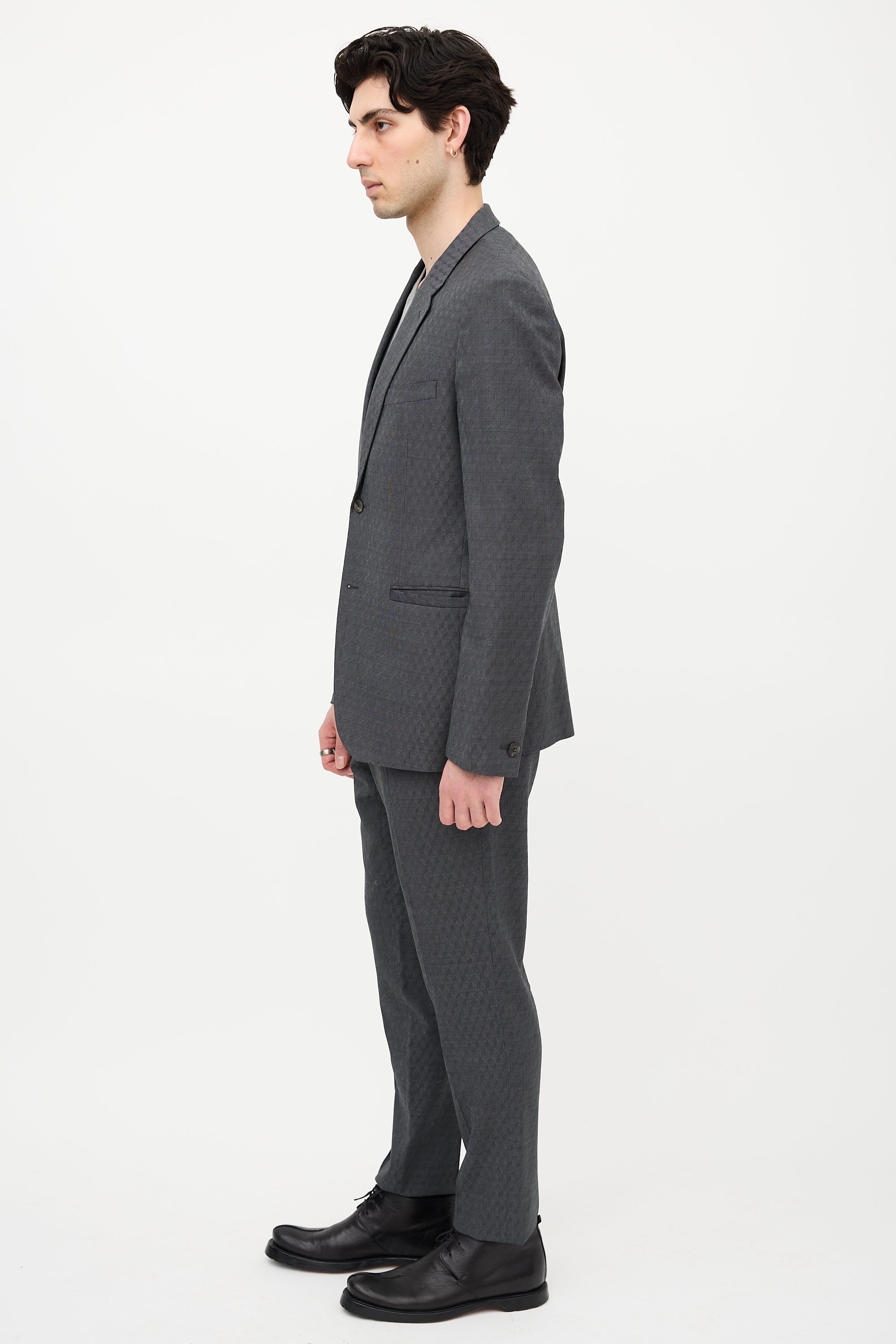 Versace Wool Patterned Suit