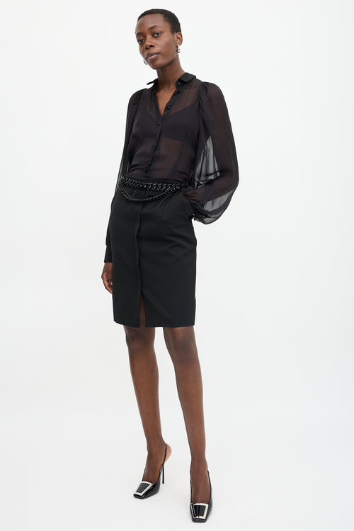 Versace Wool Chain Pencil Skirt