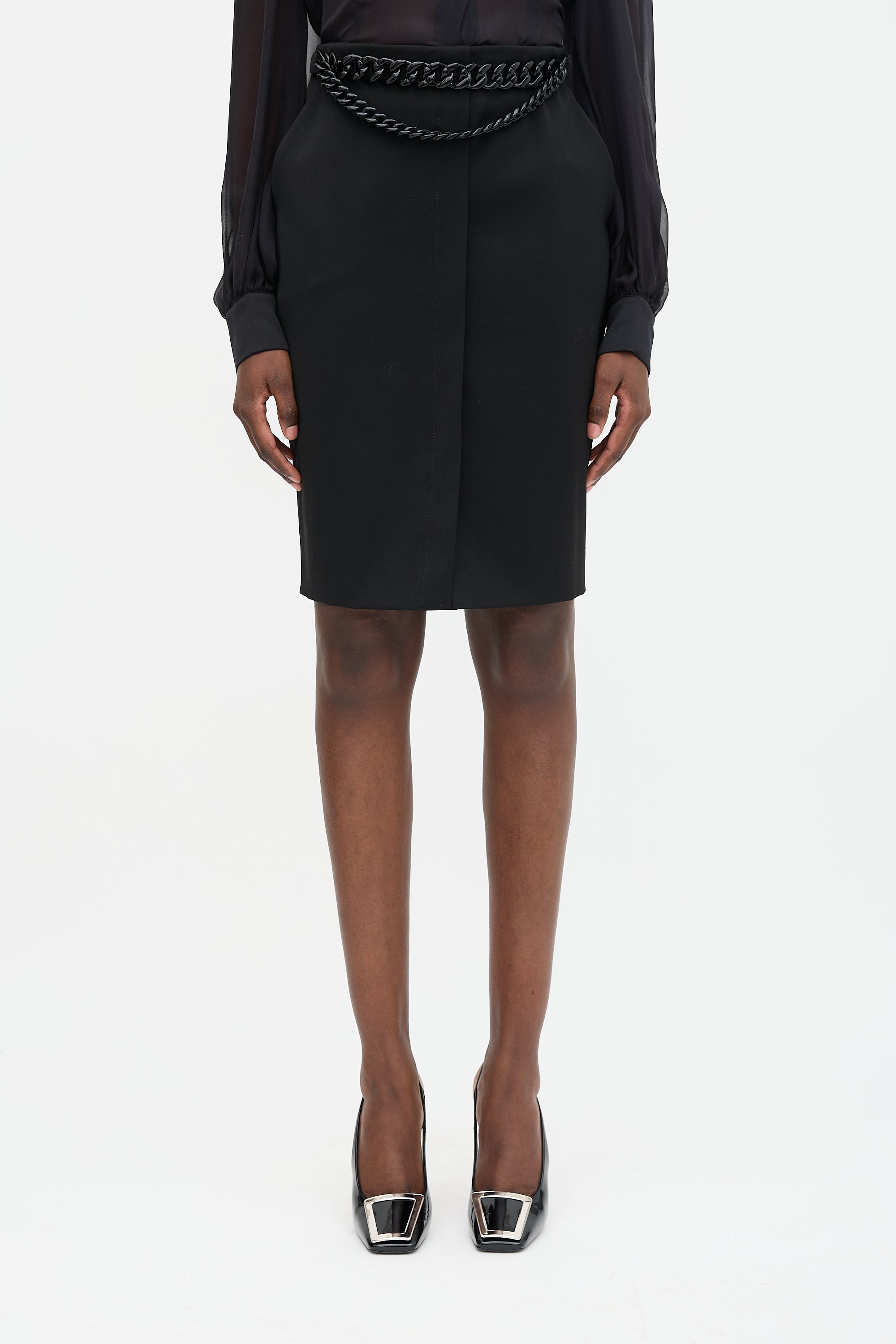 Versace Wool Chain Pencil Skirt