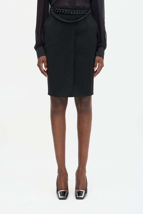 Versace Wool Chain Pencil Skirt