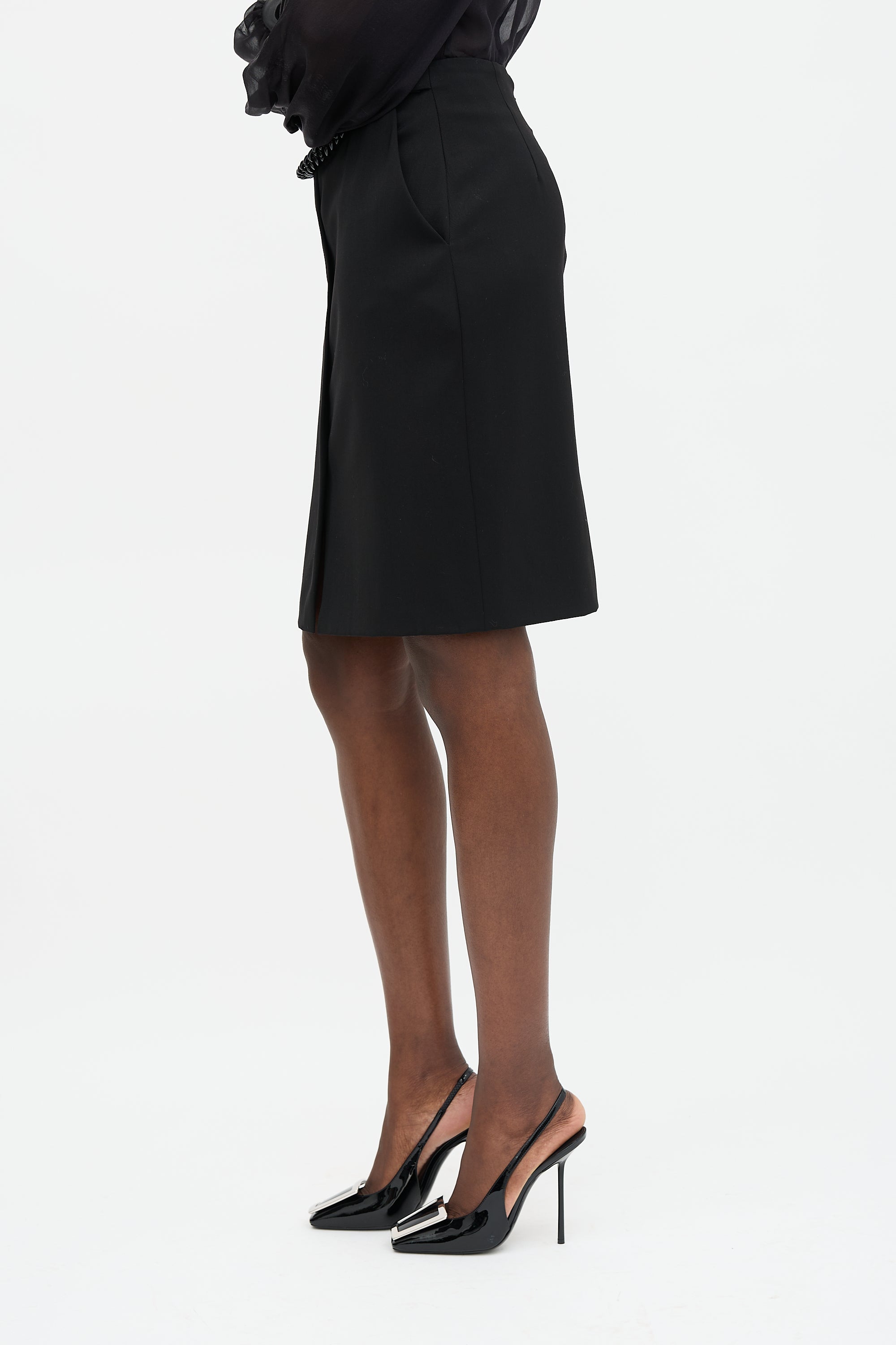 Versace Wool Chain Pencil Skirt
