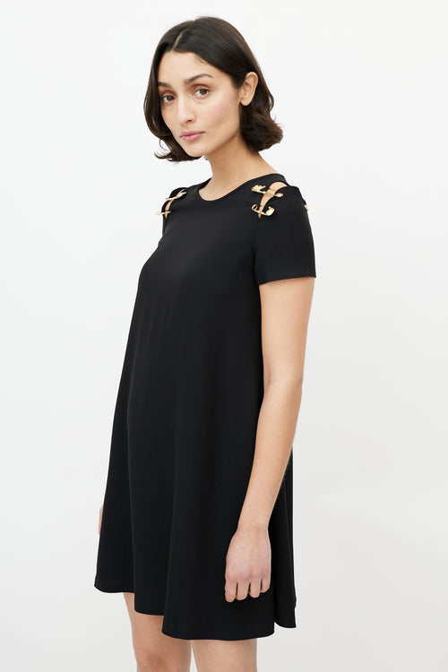 Versus Black & Gold Safety Pin Dress
