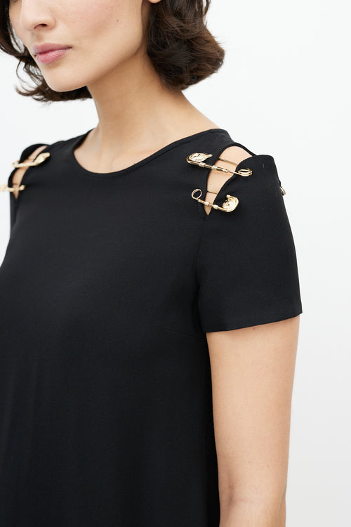 Versus Black & Gold Safety Pin Dress