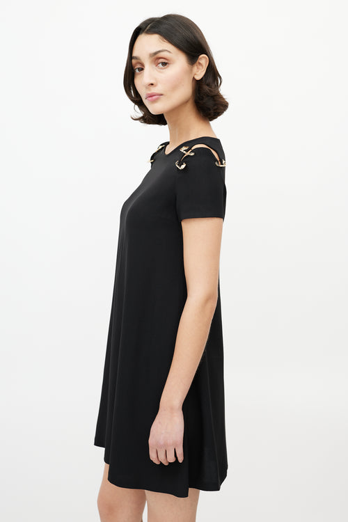 Versus Black & Gold Safety Pin Dress