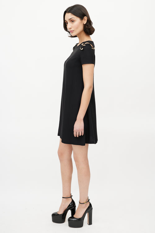 Versus Black & Gold Safety Pin Dress