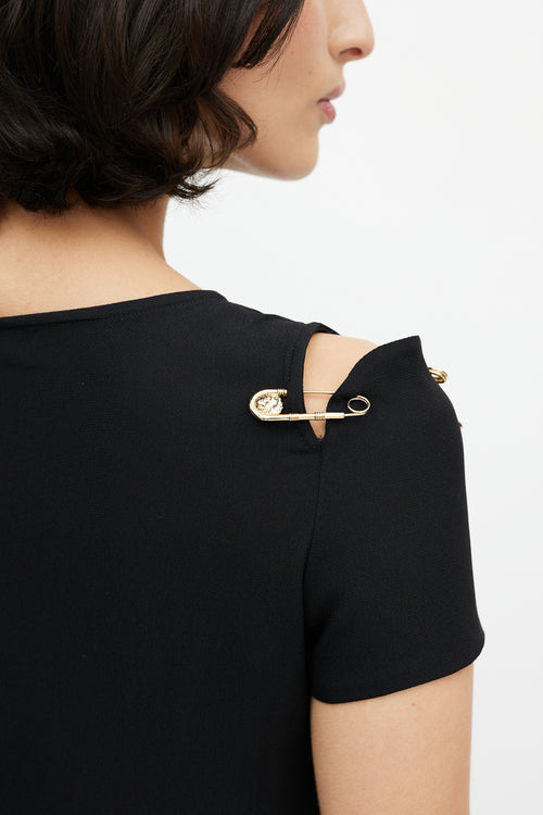 Versus Black & Gold Safety Pin Dress