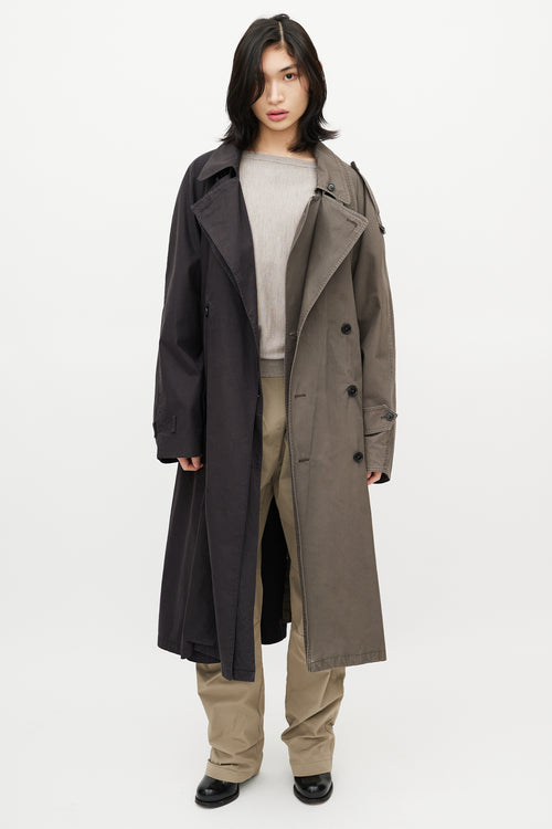 Vetements Black & Grey Reversible Belted Trench Coat