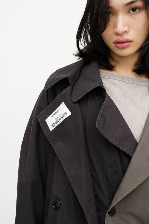 Vetements Black & Grey Reversible Belted Trench Coat