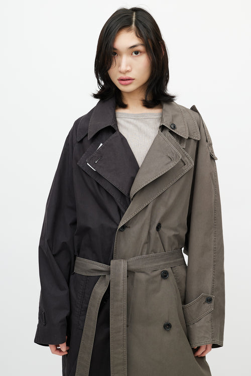 Vetements Black & Grey Reversible Belted Trench Coat