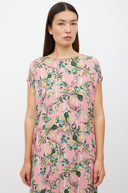 Vetements Pink & Multicolour Floral Sleevelesss Dress