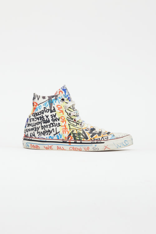 Vetements White & Multi Graffiti Hi-Top Sneaker