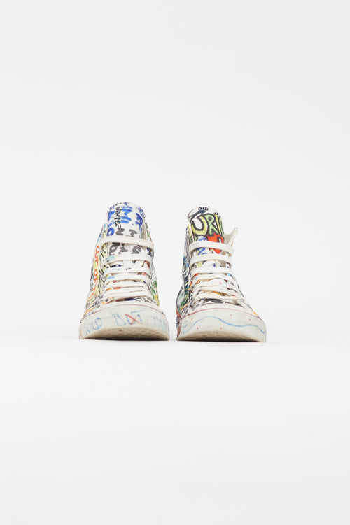 Vetements White & Multi Graffiti Hi-Top Sneaker