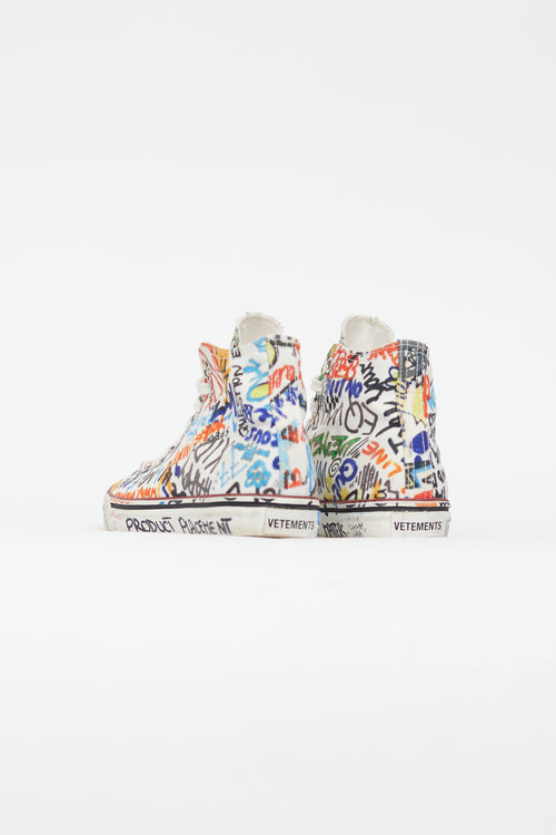 Vetements White & Multi Graffiti Hi-Top Sneaker