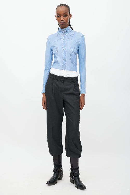 Vetements Winter 2019 Blue & White Trompe L'oeil Turtleneck Bodysuit