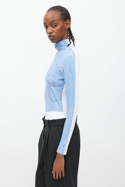 Vetements Winter 2019 Blue & White Trompe L'oeil Turtleneck Bodysuit