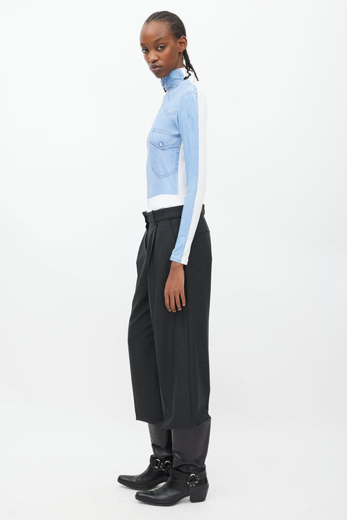 Vetements Winter 2019 Blue & White Trompe L'oeil Turtleneck Bodysuit