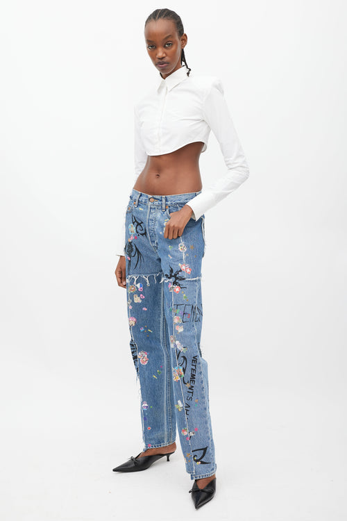 Vetements X Levi's Winter 2019 Blue & Multicolour Sticker Jeans