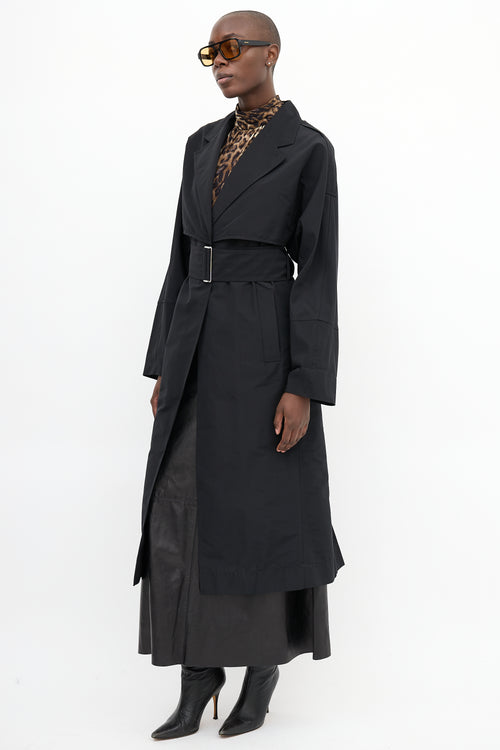 Victoria Beckham Black Belted Layered Trench Coat
