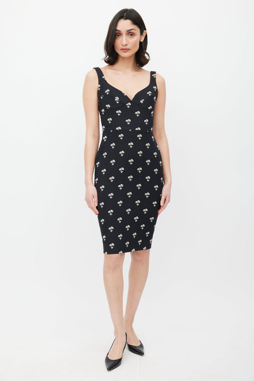 Victoria Beckham Black & Multicolour Floral Jacquard Dress