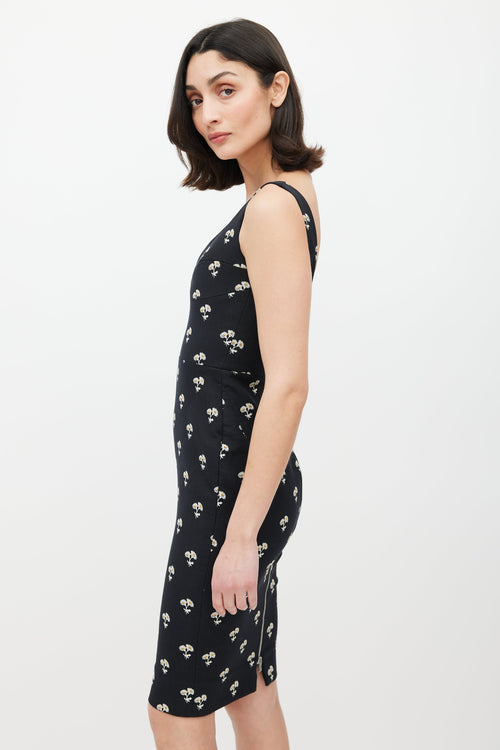 Victoria Beckham Black & Multicolour Floral Jacquard Dress