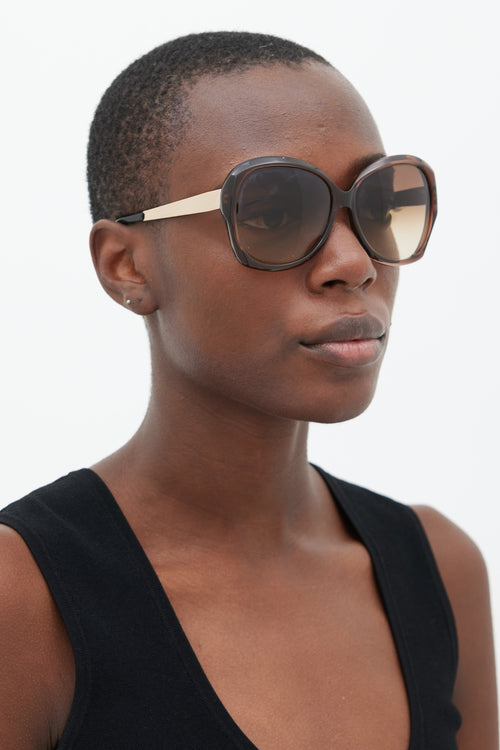Victoria Beckham Brown & Gold VBS4C3 Sunglasses