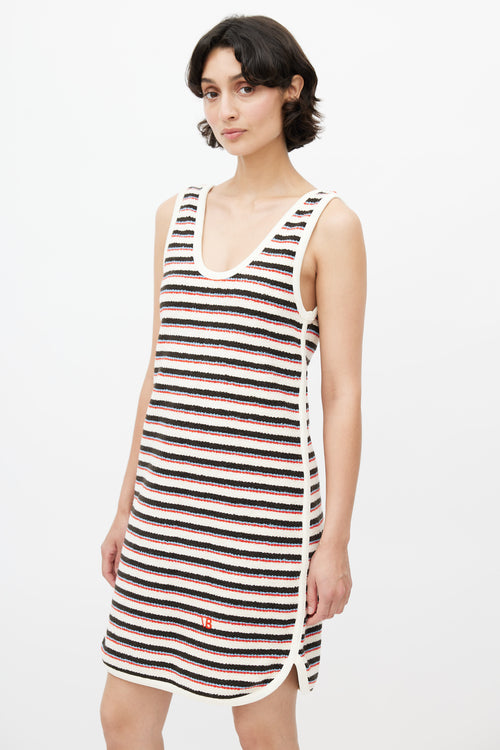 Victoria Beckham Cream & Multicolour Striped Knit Dress