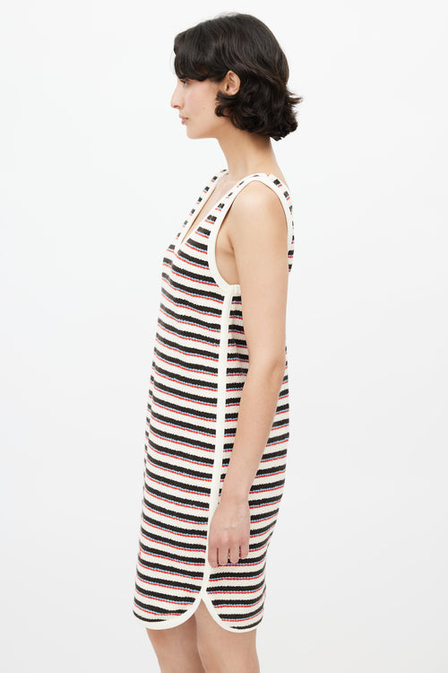 Victoria Beckham Cream & Multicolour Striped Knit Dress