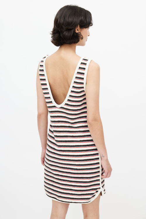 Victoria Beckham Cream & Multicolour Striped Knit Dress