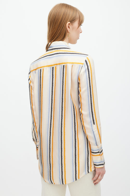 Victoria Beckham Orange & Blue Zigzag Striped Shirt