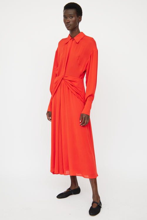 Victoria Beckham Red Silk Blend Maxi Dress