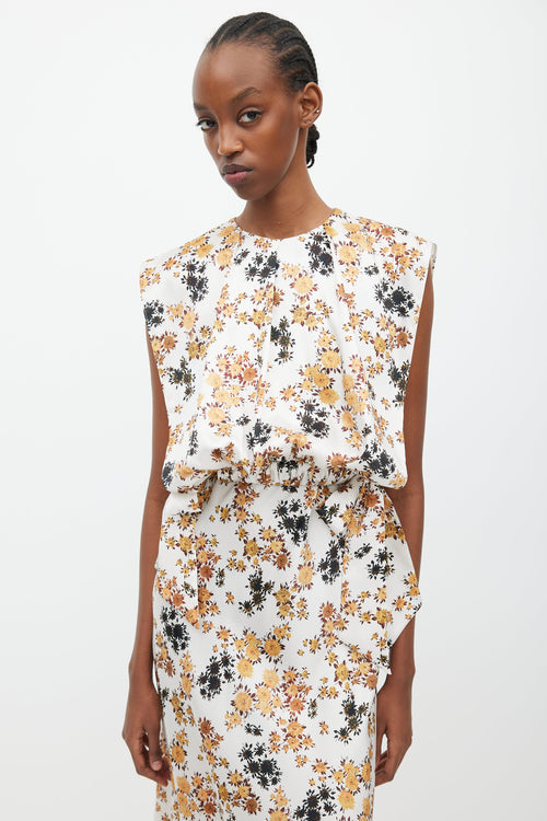 Victoria Beckham White & Multicolour Floral Overlay Dress