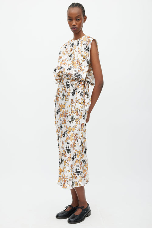 Victoria Beckham White & Multicolour Floral Overlay Dress