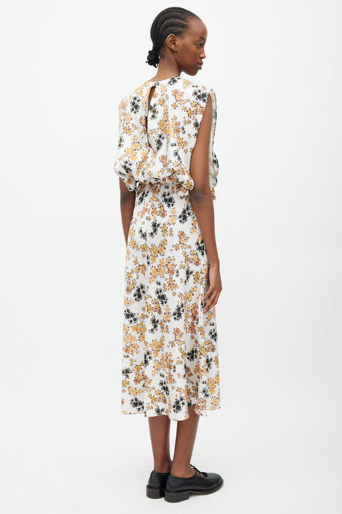 Victoria Beckham White & Multicolour Floral Overlay Dress